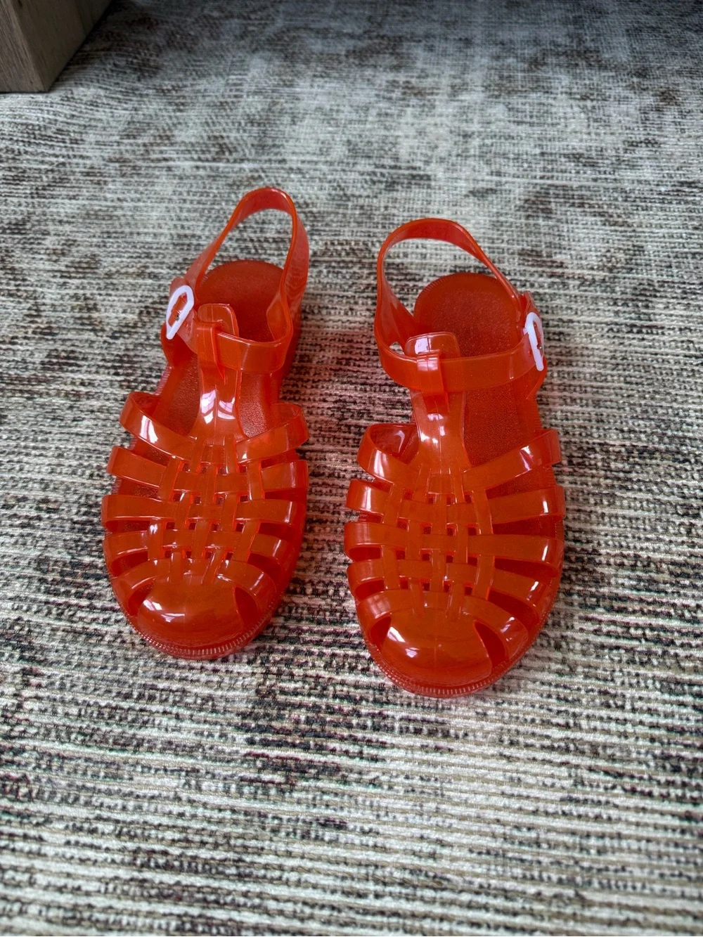 Meduse Bright Orange Jelly Kids Sandals with Buckle